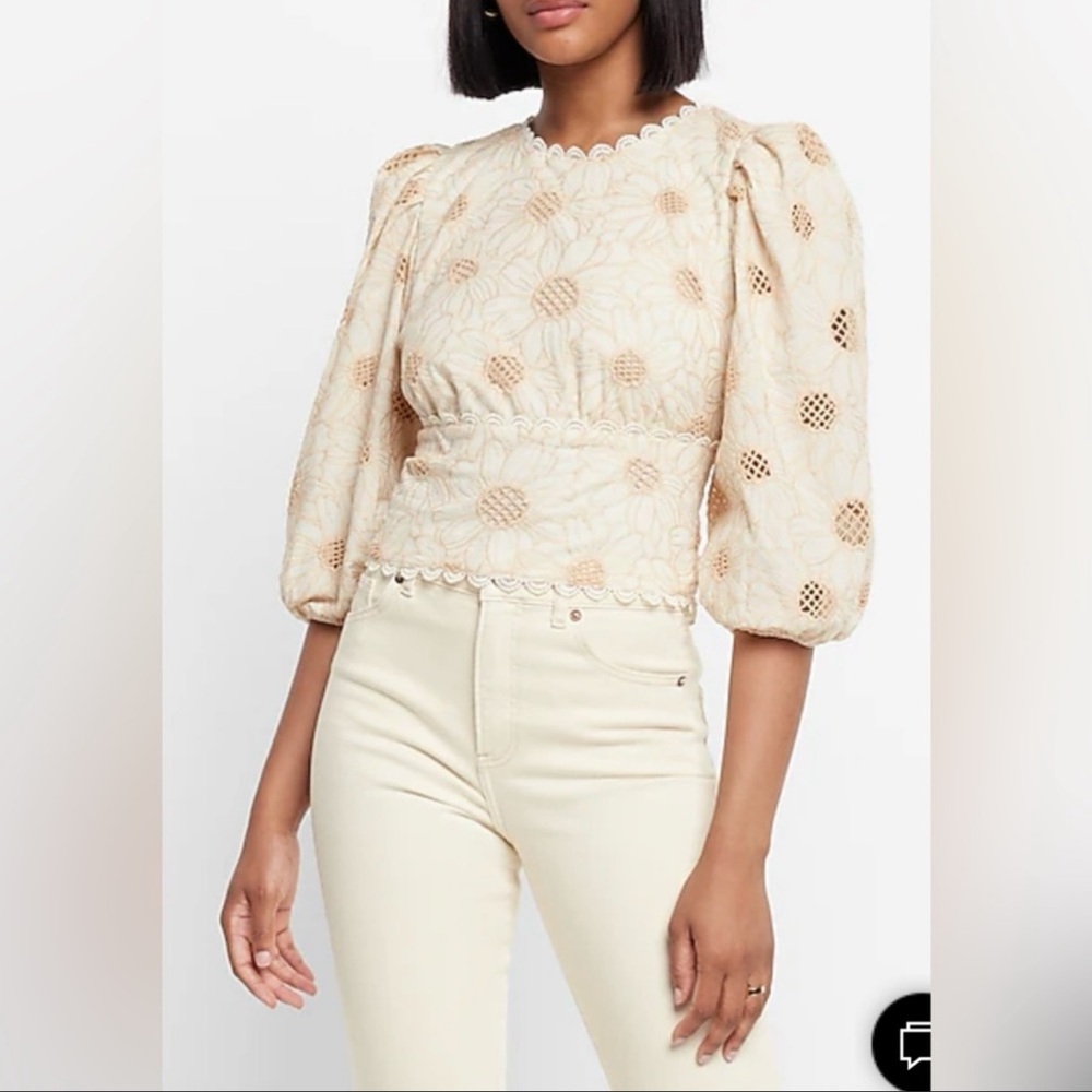 Express embroidered eyelet open back top XS